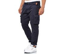 Indicode Herren Mathen Cargohose Freizeithose aus 98% Baumwolle mit Gürtel