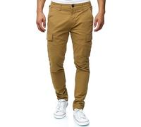 Indicode Herren Mathews Cargohose aus Baumwolle mit 8 Taschen | Cargo Funktionshose für Männer Amber, XL