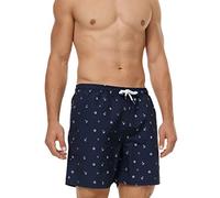 Indicode Herren Maya Badehose mit 3 Taschen und Tunnelzug | Badeshorts für Männer Navy M