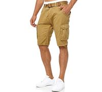 Indicode Herren Monroe Cargo Cargo-Shorts inkl. Gürtel | Bermuda Männer Sommerhose aus Baumwolle Amber, L