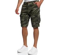Indicode Herren Monroe Cargo ZA Shorts m. 6 Taschen inkl. Gürtel aus 100% Baumwolle | Kurze Hose Bermuda Sommer Herrenshorts Short Men Pants Cargohose kurz Sommerhose f. Männer Dired Camouflage 3XL