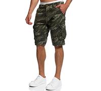 Indicode Herren Monroe Cargo Cargo-Shorts inkl. Gürtel | Bermuda Männer Sommerhose aus Baumwolle Dired Camouflage XXL
