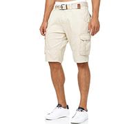 Indicode Herren Monroe Cargo ZA Shorts m. 6 Taschen inkl. Gürtel aus 100% Baumwolle | Kurze Hose Bermuda Sommer Herrenshorts Short Men Pants Cargohose kurz Sommerhose f. Männer Fog S