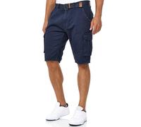 Indicode Herren Monroe Cargo Cargo-Shorts inkl. Gürtel | Bermuda Männer Sommerhose aus Baumwolle Navy S