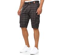 Indicode Herren Monroe Cargo Cargo-Shorts inkl. Gürtel | Bermuda Männer Sommerhose aus Baumwolle Raven Check, 3XL