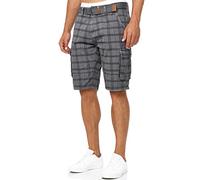 Indicode Herren Monroe Cargo Cargo-Shorts inkl. Gürtel | Bermuda Männer Sommerhose aus Baumwolle Iron Check L