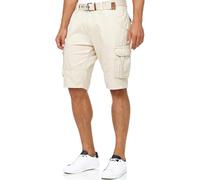 Indicode Herren Monroe Cargo ZA Shorts m. 6 Taschen inkl. Gürtel aus 100% Baumwolle | Kurze Hose Bermuda Sommer Herrenshorts Short Men Pants Cargohose kurz Sommerhose f. Männer Fog S