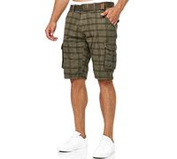 Indicode Herren Monroe Cargo ZA Shorts m. 6 Taschen inkl. Gürtel aus 100% Baumwolle | Kurze Hose Bermuda Sommer Herrenshorts Short Men Pants Cargohose kurz Sommerhose f. Männer Army Check 3XL