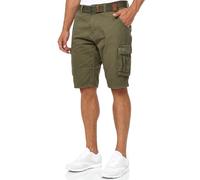 Indicode Herren Monroe Cargo-Shorts mit Gürtel | Bermuda Sommerhose aus Baumwolle für Männer Army, 3XL