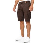 Indicode Herren Monroe Cargo-Shorts mit Gürtel | Bermuda Sommerhose aus Baumwolle für Männer Dk Brown, S