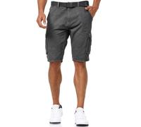 Indicode Herren Monroe Cargo-Shorts mit Gürtel | Bermuda Sommerhose aus Baumwolle für Männer Iron, L