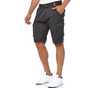 Indicode Herren Monroe Cargo-Shorts mit Gürtel | Bermuda Sommerhose aus Baumwolle für Männer Raven, S