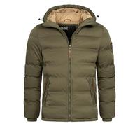 Indicode Herren Nemos Steppjacke mit Kapuze | Herrenjacke Winterjacke Freizeitjacke Männer Army, XL