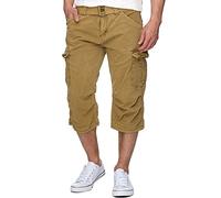 Indicode Herren Nicolas Check 3/4 Cargo-Shorts inkl. Gürtel | Herrenshorts aus Baumwolle Amber, S