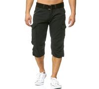 Indicode Herren Nicolas Check 3/4 Cargo-Shorts inkl. Gürtel | Herrenshorts aus Baumwolle Black, XXL