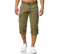 Indicode Herren Nicolas Check 3/4 Cargo-Shorts inkl. Gürtel | Herrenshorts aus Baumwolle Dired Herb, M