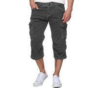 Indicode Herren Nicolas Check 3/4 Cargo-Shorts inkl. Gürtel | Herrenshorts aus Baumwolle Raven, S