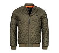 Indicode Herren Novak Bomberjacke mit Stehkragen | Steppjacke Übergangsjacke für Männer Army, S