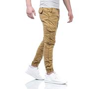 Cargohose INDICODE "INLevi", Herren, Gr. L, N-Gr, braun (amber), Web, Obermaterial: 98% Baumwolle, 2% Elasthan, unifarben, modisch, regular fit knöchellang, Hosen, mit seitlichen Cargotaschen und elas