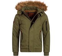Indicode Herren Pennington Winterjacke aus Baumwolle | Winterparka Herrenjacke Parka Army M