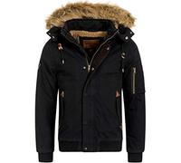 Indicode Herren Pennington Winterjacke aus Baumwolle | Winterparka Herrenjacke Parka Black M