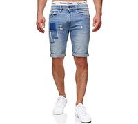 Indicode Herren Roberts Jeans Shorts mit 5 Taschen | Herrenshorts Used Look für Männer Blue Wash, 3XL