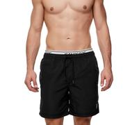 Indicode Herren Solomon Badehose mit 3 Taschen und Tunnelzug | Badeshorts für Männer Black L