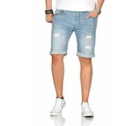 Indicode Herren Sommer Bermuda Kurze Jeans Shorts Hose Sommerhose Short B715 [B715-K.-Holes-Hellblau-Gr.L]