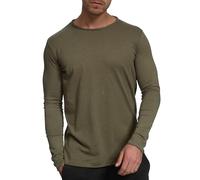 Indicode Herren Willbur Langarmshirt aus 100% Baumwolle | Longsleeve Grandad-Shirt für Männer Army, M