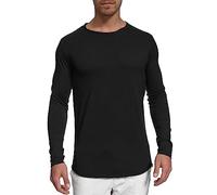 Indicode Herren Willbur Langarmshirt aus 100% Baumwolle | Longsleeve Grandad-Shirt für Männer Black, XS
