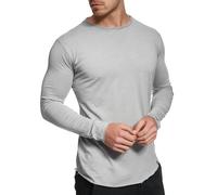 Indicode Herren Willbur Longsleeve Langarmshirt aus 100% Baumwolle | Grandad-Shirt für Männer Lt Grey, XXL