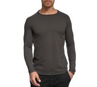 Indicode Herren Willbur Longsleeve Langarmshirt aus 100% Baumwolle | Grandad-Shirt für Männer Raven, L