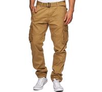 Indicode Herren William Cargohose aus Baumwolle mit Taschen und Gürtel