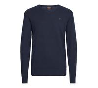 Indicode IDBellix Herren Strickpullover Feinstrick Pullover mit V-Ausschnitt Baumwollmischung Regular fit, Größe:L, Farbe:Navy (400)