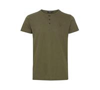 Indicode IDColbing Herren T-Shirt Kurzarm Shirt Basic Grandad Baumwoll-Leinen-Qualität Unifarben Regular Fit, Größe:M, Farbe:Army (600)
