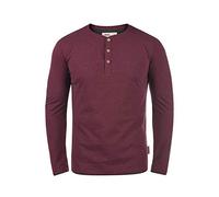 Indicode IDGifford Herren Longsleeve Langarmshirt Shirt mit Grandad-Ausschnitt Baumwollmischung Regular fit, Größe:S, Farbe:Wine (227)