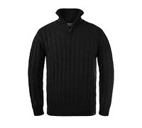 Indicode IDPaulo Herren Strickpullover Troyer Grobstrick Pullover mit Troyerkragen 100% Baumwolle Regular fit, Größe:3XL, Farbe:Black (999)