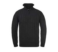 Indicode IDPaulo Herren Strickpullover Troyer Grobstrick Pullover mit Troyerkragen 100% Baumwolle Regular fit, Größe:M, Farbe:Charcoal Mix (915)