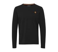 Indicode IDPhillo Herren Longsleeve Langarmshirt Shirt mit Rundhals Label-Badge 100% Baumwolle Regular fit, Größe:M, Farbe:Black (999)