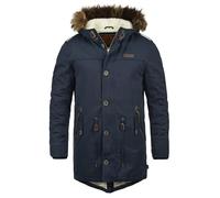 Indicode IDPulsoor Herren Winterjacke Parka Mantel gefüttert mit Teddy-Futter Fellkapuze Pattentaschen Baumwollmischung Regular fit, Größe:L, Farbe:Navy (400)