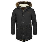 Indicode IDPulsoor Herren Winterjacke Parka Mantel gefüttert mit Teddy-Futter Fellkapuze Pattentaschen Baumwollmischung Regular fit, Größe:L, Farbe:Black (999)