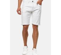 Indicode Herren Caden Jeans Shorts mit 5 Taschen aus 98% Baumwolle | Kurze Denim Stretch Hose Used Look Washed Destroyed Regular Fit Men Short Pants Freizeithose f. Männer Offwhite M