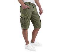 Indicode Kjeld Herren Cargoshorts mit 6 Taschen inkl. Stoffgürtel aus 100% Baumwolle | Kurze Hose Bermuda Sommer Herrenshorts Short Men Pants Cargohose kurz Sommerhose für Männer (M, Army)