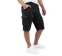 Indicode Kjeld Herren Cargoshorts mit 6 Taschen inkl. Stoffgürtel aus 100% Baumwolle | Kurze Hose Bermuda Sommer Herrenshorts Short Men Pants Cargohose kurz Sommerhose für Männer (XXL, Black)