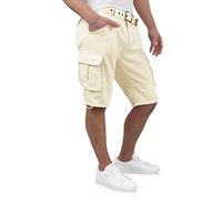 Indicode Kjeld Herren Cargoshorts mit 6 Taschen inkl. Stoffgürtel aus 100% Baumwolle | Kurze Hose Bermuda Sommer Herrenshorts Short Men Pants Cargohose kurz Sommerhose für Männer (4XL, Fog)