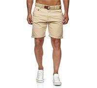 Indicode Kurze Hosen Herren mit Gürtel - Conor - Cargo Shorts Herren aus Baumwolle - Sommer Freizeithose mit Taschen - Sportlich eleganter Look - Regular Fit - Bequemes Material mit Stretch - Fog - L