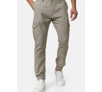 Indicode Herren Booth Cargohose aus Leinen & Baumwolle mit 6 Taschen | Stoffhose für Männer Dark Olive, L