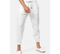 Indicode Herren Veneto Stoffhose aus Leinen & Baumwolle | Leinenhose Freizeithose Männer Offwhite, S