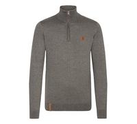 Indicode Nathen Herren Strickpullover Troyer Feinstrick Pullover Mit Stehkragen und Reißverschluss, Größe:XXL, Farbe:Grey Mix (914)