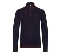 Indicode Nathen Herren Strickpullover Troyer Feinstrick Pullover Mit Stehkragen und Reißverschluss, Größe:XXL, Farbe:Navy (400)
